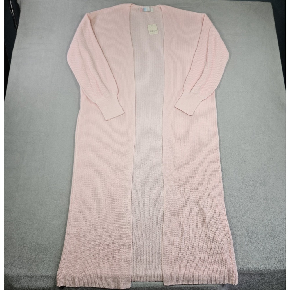 Free People Beach Sweater Women Small Longline Duster Open Knit Pink Linen Blend